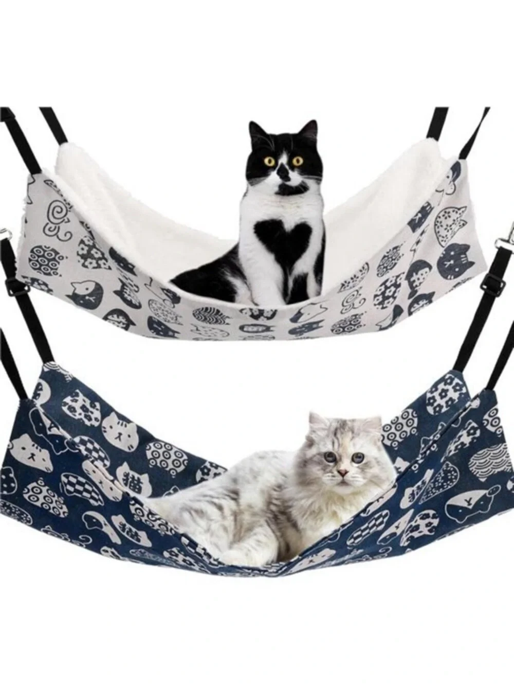 Cat Hammock for Cage Hanging Reversible 2Pack Pet Hammock Bed Adjustable Soft